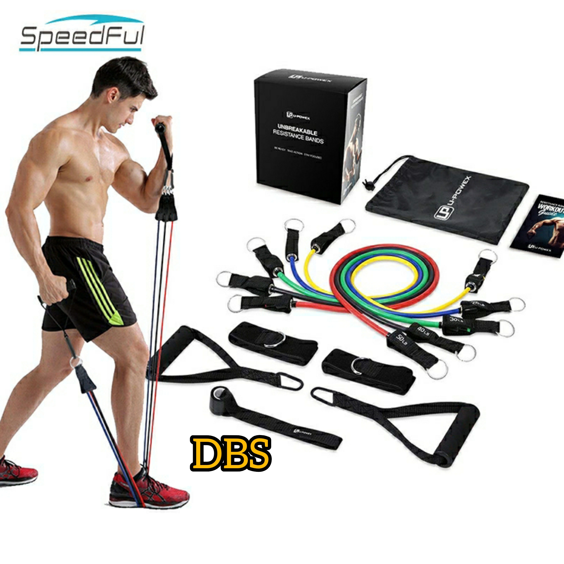 10-piece Resistance Band Set with Carry Case & Door Anchor